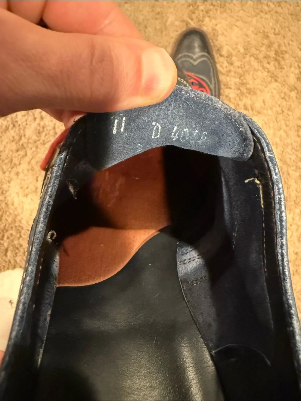 Allen Edmonds Navy Wingtip Oxfords with Red Laces